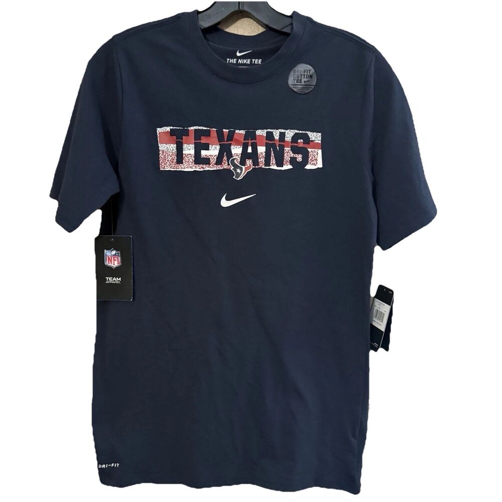 Nike Dri Fit Houston Texans Shirt Boys Lg (14/16) Blue NFL Team Apparel